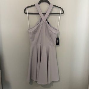 Lulu’s - Light Grey Criss-Cross Neckline Dress
